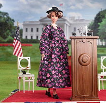 Load image into Gallery viewer, Barbie Inspiring Women Eleanor Roosevelt Doll (12-inch) Wearing Floral Dress, with Doll Stand &amp; Certificate of Authenticity, Gift for Kids &amp; Collectors
