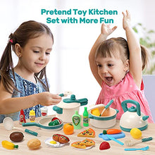 Load image into Gallery viewer, CUTE STONE 40PCS Kids Play Kitchen Accessories, Play Cooking Toys with Pots and Pans, Cutting Play Food Set and Cookware Utensils Kids Kitchen Playset for Boys Girls

