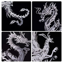 Load image into Gallery viewer, XSHION 3D Metal Puzzle Dragon + Phoenix Model, DIY Assembly Mechanical Animal Model Stainless Steel Building Kit Jigsaw Puzzle Brain Teaser, Desk Ornament, Silver Dragon+phoenix, 654590HAXCVC415
