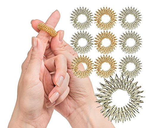 Spiky Sensory Finger Rings (Pack of 10) - Great Spikey Fidget Toy for Kids and Adults - Fun Set for Acupressure - Great Classroom Supplies by Impresa Products