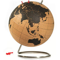 Suck UK Large Desktop Cork Push PINS Included | Educational World MAP | Travel Accessories | Adventure & Memories Display | Globe, Brown/Black