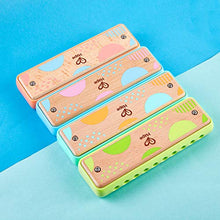 Load image into Gallery viewer, Hape Blues Harmonica | 10 Hole Wooden Musical Instrument Toy for Kids, Blue-Green (E8916)
