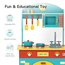 Load image into Gallery viewer, MyLohas Wooden Play Kitchen Set for Kids &amp; Toddlers, Toy Gift for Christmas, Birthday (Blue)
