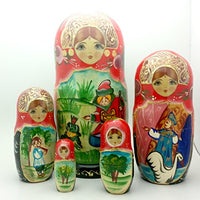 Frog Princess Russian Matryoshka Hand Painted Fairy Tale Nesting Doll Set / 7
