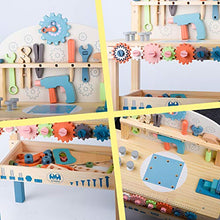 Load image into Gallery viewer, Toywoo Tool Bench for Kids Toy Play Workbench Wooden Tool Bench Workshop Workbench with Tools Set Wooden Construction Bench Toy for 3 4 5 Year Old Boys Girls
