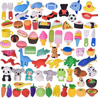 ArtioHipo 110PCS Pencil Erasers Japanese Puzzle Removable Animals Food Erasers Mini Kawaii for Kids Party Gifts School Games Prizes Classroom Rewards and Novelty Toys Cute Erasers Set(Random Designs)