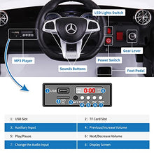 Load image into Gallery viewer, TOBBI 12V Licensed Mercedes Benz Kids Car Electric Ride On Car Motorized Vehicle with Remote Control, 2 Powerful Motors, LED Lights, MP3 Player/USB Port/TF Interface, White
