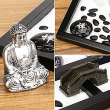 Load image into Gallery viewer, FantasyDay Mini Japanese Desktop Zen Garden,Buddha,Table Dcor Kit with Chakra Stones,Sand Tray Play Kit for Kids, Adults, Office - Desk Sand Box Gift Set with Natural Sand, Wooden Tray, Lid, Rakes
