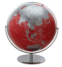 Load image into Gallery viewer, Columbus Red World Globe - 17&quot; Diameter, Raised Relief, Striking Red and Silver Color by J. Thomas
