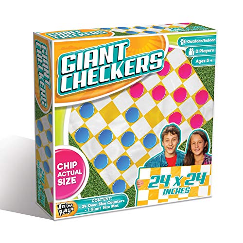 Anker Play Giant Checkers Indoor/Outdoor Game | 24x24 Inch Mat