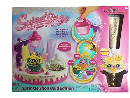 Sweetlings Sprinkle Shop Edition Exclusive Set Gold Frosting and Shimmerling Cupcake Craft Kit (Recommended for ages 6 years and older)