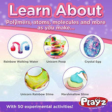 Load image into Gallery viewer, Playz Unicorn Slime &amp; Crystals Science Kit Gift for Girls &amp; Boys with 50+ STEM Experiments to Make Glow in The Dark Unicorn Poop, Snot, Fluffy Slime, Crystals, Putty, Arts &amp; Crafts for Kids Age 8-12
