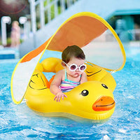 Yobeway Inflatable Baby Swimming Float ,Cartoon Duck Floats with UPF50 Sun Canopy No Flip Safe Bottom Support Baby Floats for Baby Age of 6-36 Months (Yellow, L)