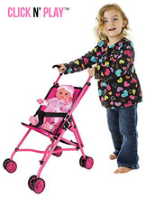 Load image into Gallery viewer, Precious Toys Hot Pink Umbrella Doll Stroller, Black Handles and Hot Pink Frame - 0128A
