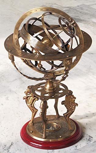 Mahira Nautical Antique Finish Solid Brass Zodiac Globe Sphere Armillary 43 cm/Compass