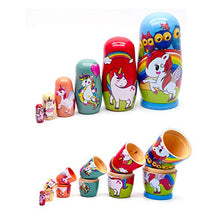 Load image into Gallery viewer, Konrisa Unicorn Nesting Dolls for Boys Girls Owl Animal Theme Nesting Dolls Hand Painted Figurines Wooden Stacking Dolls Halloween Xmas Gifts Birthday Party Supplies,Set of 6
