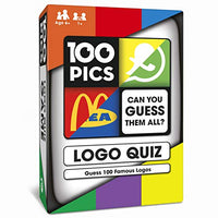100 PICS Logos Travel Game - Guess 100 Logos | Flash Cards with Slide Reveal Case | Card Game, Gift, Stocking Stuffer | Hours of Fun for Kids and Adults | Ages 5+