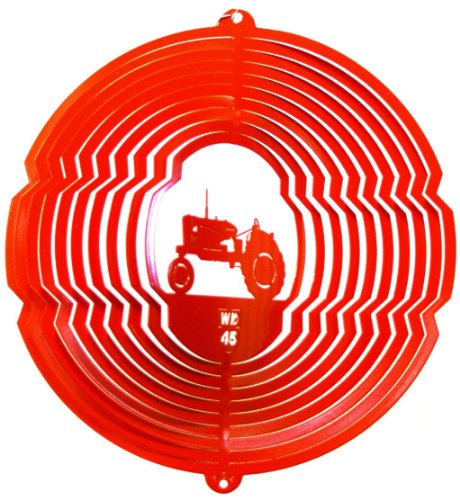 Stainless Steel Orange Tractor - 12 Inch Wind Spinner, Orange