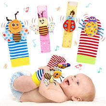 Load image into Gallery viewer, BLOOBLOOMAX Wrist Rattles Foot Finder Rattle Sock Baby Toddlor Toy,Rattle Toy,Arm Hand Bracelet Rattle,Feet Leg Ankle Socks, Present Gift for Newborn Infant Babies Boy Girl Bebe (4 Bugs)
