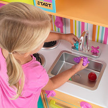 Load image into Gallery viewer, KidKraft Deluxe Big and Bright Wooden Play Kitchen with Play Phone, Click &amp; Turn Knobs and Neon Colors ,Gift for Ages 3+ Multi ,40.75&quot; x 26.75&quot; x 36.25&quot;
