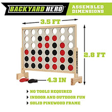Load image into Gallery viewer, Backyard Hero Large Wooden 4 in a Row, 4 to Score with Disc Storage Bag - Premium 3.5 Foot Four Connect Game Set - Oversized Family Outdoor Party Games for Backyard, Lawn, Parties, Bar Game

