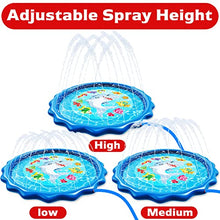 Load image into Gallery viewer, Inflatable Splash Pad Water Sprinkler for Kids and Toddlers Round and Square Water Play Mat Summer Water Toys 68&quot; for Boys and Girls Swimming Pool Fun Backyard Lawn Games
