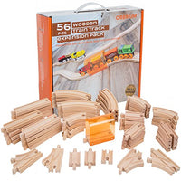 56 Piece Wooden Train Track Expansion Pack with Tunnel Compatible Thomas Wooden Railway Brio Chuggington Imaginarium Set by Orbrium Toys.