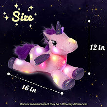 Load image into Gallery viewer, Hopearl LED Plush Unicorn Light up Stuffed Animal Floppy Night Lights Glow in The Dark Birthday Festival for Kids Toddler Girls, Pink, 16&#39;&#39;
