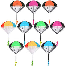 Load image into Gallery viewer, Trounistro 10 Pieces Parachute Toy Tangle Free Throwing Toy Parachute Figures Hand Throw Soldiers Parachute Play Children&#39;s Flying Inflatable Toys
