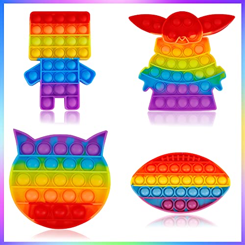 4 Packs Bubble Toy, Autism Sensory Anxiety Stress Relief Satisfying Autistic Cheap ADHD Set Kids Adults Gift Rainbow Ball Game