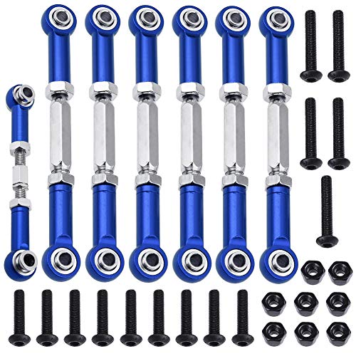 Hobbypark Adjustable Aluminum Turnbuckles / Camber Link with Rod Ends Sets for Traxxas Slash 4X4 / 2WD 1/10 Upgrade Parts,7 Pieces (Navy Blue)