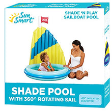 Load image into Gallery viewer, SunSmart Shade &#39;N Play SailboatKiddie Pool- Inflatable Splash and PlayPoolwith Removable, Rotating Shade Sail
