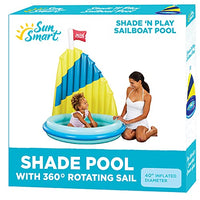 SunSmart Shade 'N Play SailboatKiddie Pool- Inflatable Splash and PlayPoolwith Removable, Rotating Shade Sail