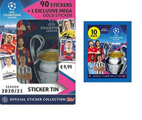 Champions League 2020-21 Topps Stickers - Tin + Bonus Pack (100 Stickers + 1 Jumbo Sticker)