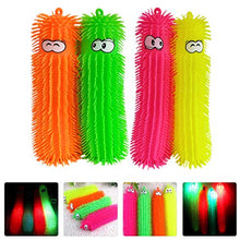 Load image into Gallery viewer, NUOBESTY 4pcs Caterpillar Puffer Toys Puffer Worms Light up Puffer Ball Sensory Squeeze Ball Gifts for Kids Adults New Year Birthday Party Favors (Random Color)
