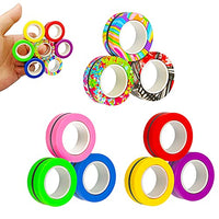 Pushmick 9Pcs Finger Magnetic Ring Fidget Toys, Colorful Finger Rings Toy Great for Training Relieves Reducer Autism Anxiety.