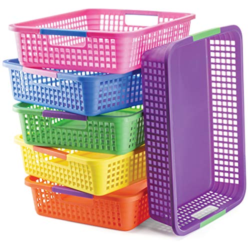 PREXTEX Classroom Storage Baskets for Papers Crayon and Pencils and Toy Storage Baskets Pack of 6