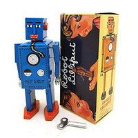 Charmgle MS397 Robot Toy Wind-Up Toy Adult Collection Toy Novelty Gifts Tin Toy Home/Party/Bar Decoration (Blue)