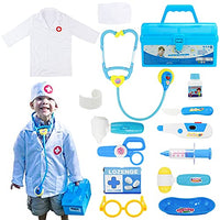 Fajiabao Doctor Kits for Kids Medical Playset Toys Toddler Boy Toys Doctor Coat Indoor Family Cosplay Party Games Dress Up Costume Role Pretend Play Birthday Gifts for Boys Girls 2 3 4 5 Years Old