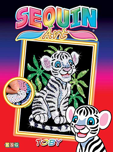 Sequin Art Red, White Tiger Cub, Sparkling Arts and Crafts Picture Kit, Creative Crafts