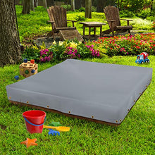Load image into Gallery viewer, Sandbox Cover 18 Oz Waterproof - Sandpit Cover 100% Weather Resistant with Air Pocket &amp; Elastic for Snug Fit (45.5&quot; W x 45.5&quot; D x 8&quot; H, Grey)
