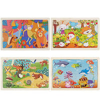 Toddler Puzzle, Wooden Puzzles for Toddlers 2-4 Years Old, 4 Pack Animal Shape Montessori Puzzles Toy for Infant, Early Learning Preschool Educational Toys Gifts for Boys and Girls.