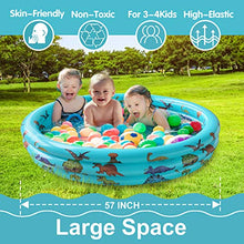 Load image into Gallery viewer, Dinosaur Inflatable Pool for Kids, Dino Kiddie Swimming Pool, Blow Up 3 Rings Round Baby Padding Pool for Outside and Indoor, Toddler Pool Ball Pit/Fishing/Toys Play Center for Garden- 57x15
