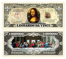 Load image into Gallery viewer, 100 Leonardo Da Vinci Million Dollar Bill with Bonus Thanks a Million Gift Card Set
