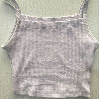 GUAngqi Women's Sleeveless Halter Vest Slim Short Crop Tops Ribbed Knit Belly Camisole,GreyXL