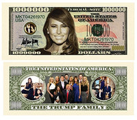 100 Melania Trump First Lady First Family Million Dollar Bills with Bonus Thanks a Million Gift Card Set