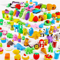 URSKYTOUS 110Pcs Animal Erasers Kids Pencil Erasers Desk Pets Puzzle Erasers Bulk Mini Animal Food Erasers Toys Eraser Prizes for Classroom Rewards, Game Prizes, Treasure Box, Easter Egg Fillers