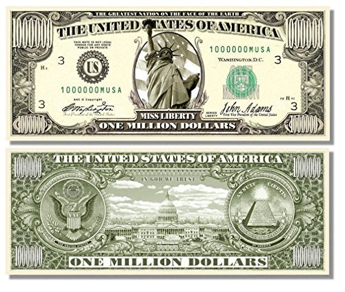 100 Miss Liberty Million Dollar Bills with Bonus Thanks a Million Gift Card Set