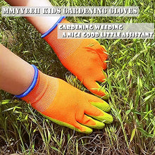 Load image into Gallery viewer, MMYYEEH Kids Gardening Gloves Breathable Rubber Coated Garden Gloves, Outdoor Protective Work Gloves Small Size fits Age 4 to 8 (Orange)
