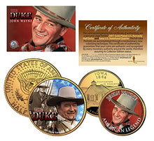 Load image into Gallery viewer, John Wayne Iowa Quarter &amp; JFK Half Dollar U.S. 2-Coin Set Officially Licensed - Special Price
